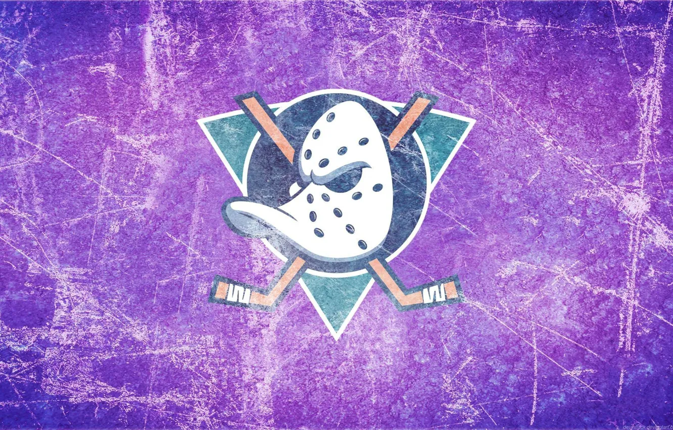Photo wallpaper ice, emblem, duck, Anaheim Ducks, Anaheim, Mighty Ducks, the mighty ducks, stick