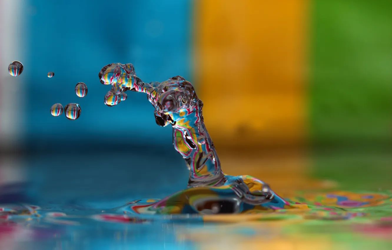 Photo wallpaper color, water, drops, Colorfull Drop