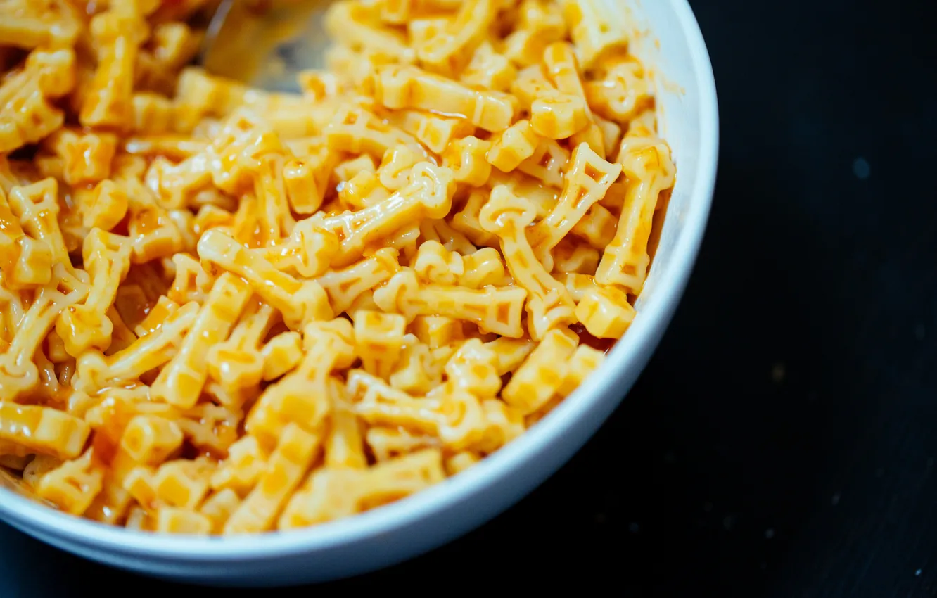 Photo wallpaper plate, Eiffel tower, bowl, pasta, noodles