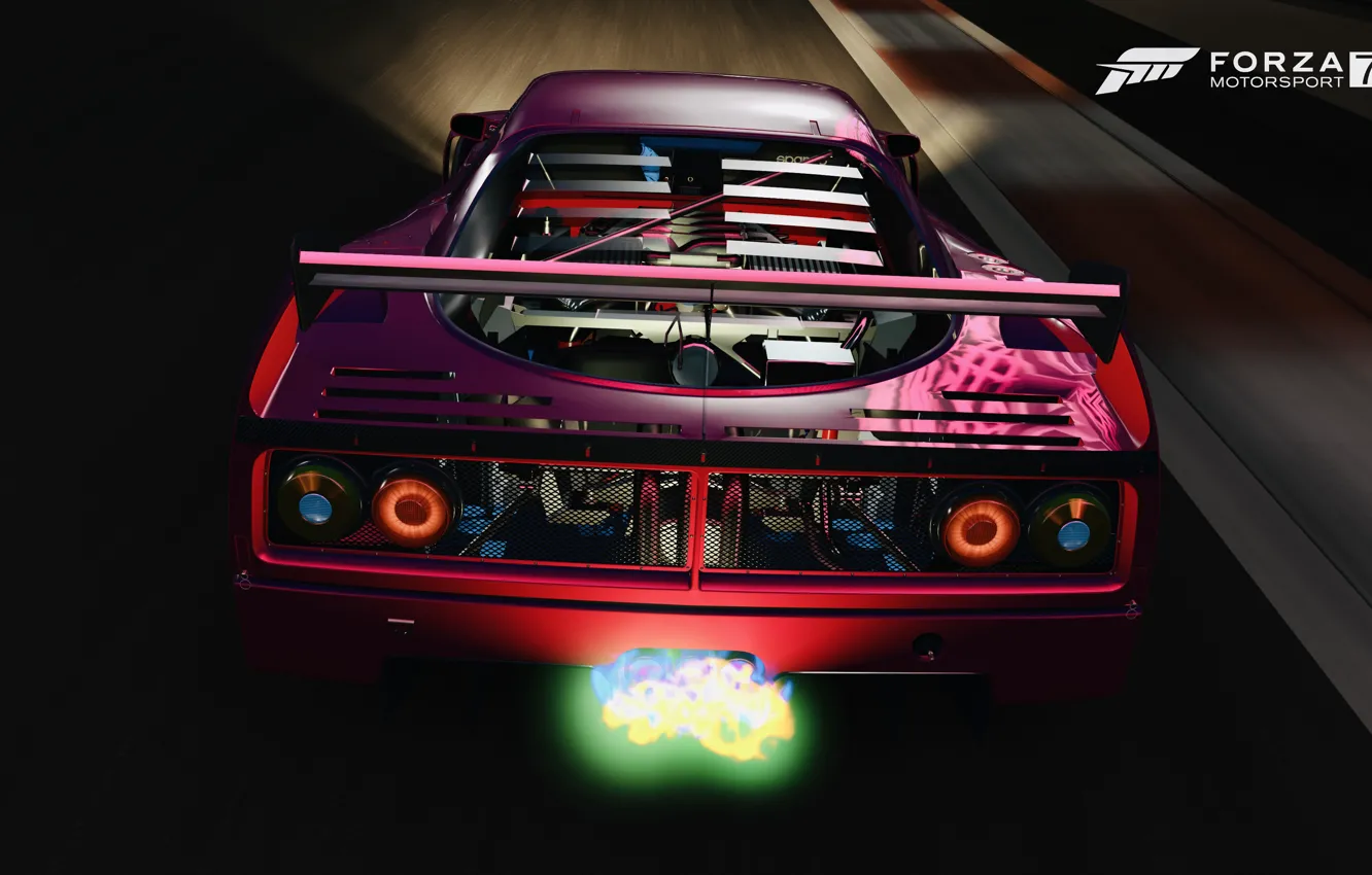 Photo wallpaper lights, HDR, Ferrari, fire, F40, game, speed, Competition