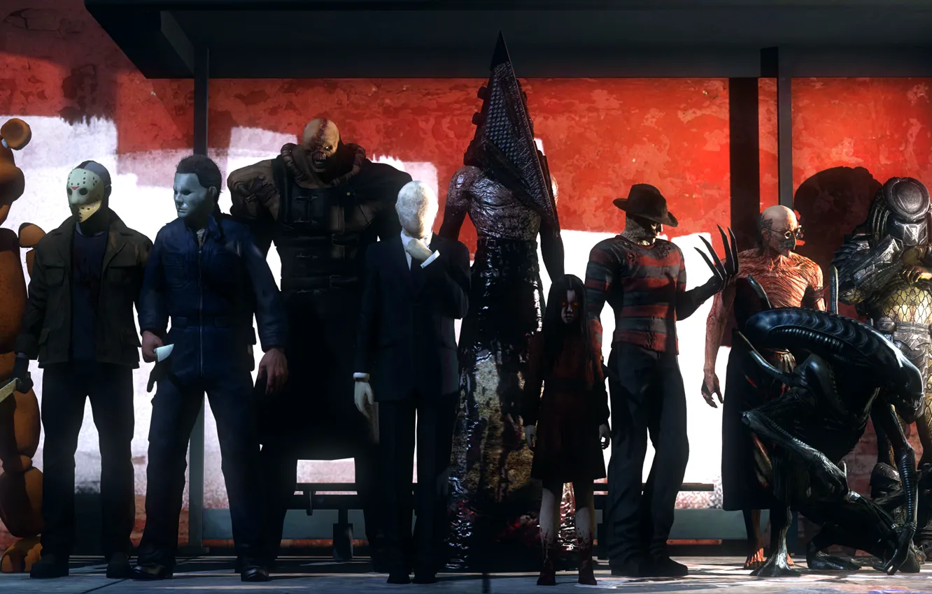 Photo wallpaper Halloween, resident evil, mass effect, bear, shepard, alien, predator, silent hill