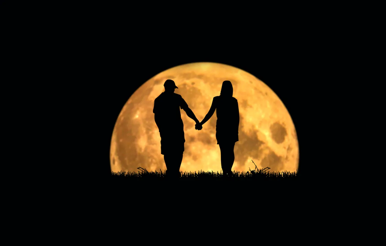 Photo wallpaper the moon, pair, Moonlovers