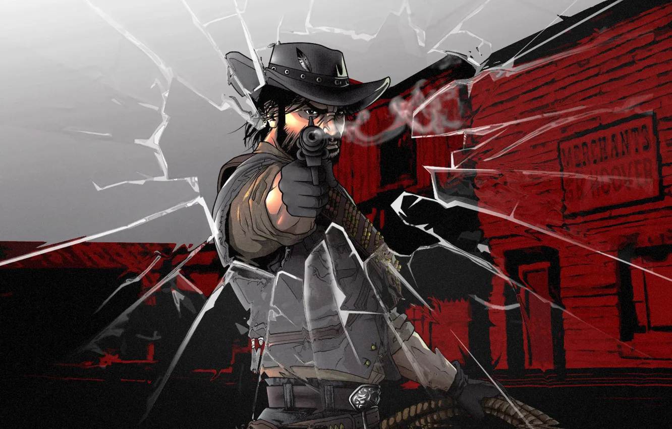 Photo wallpaper gun, weapons, man, revolver, Red Dead Redemption, the cowboy