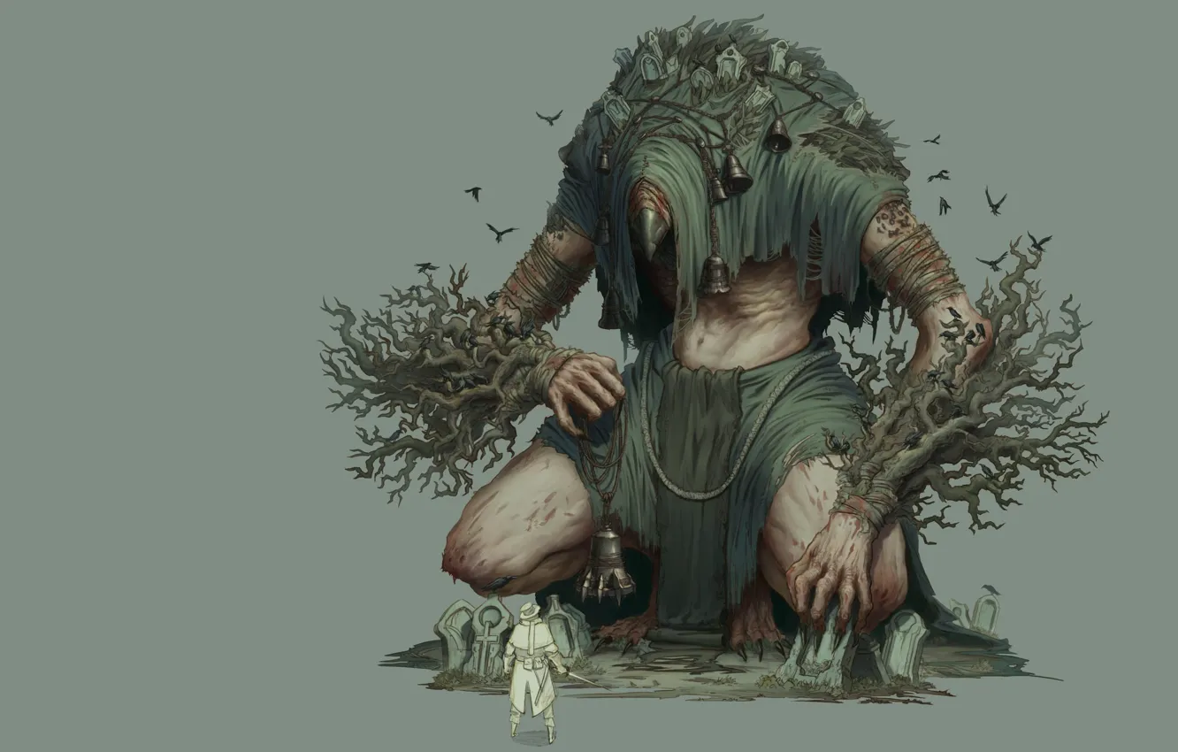 Photo wallpaper fantasy, illustration, The Bell Crow, Timofey Stepanov, Crow Creature