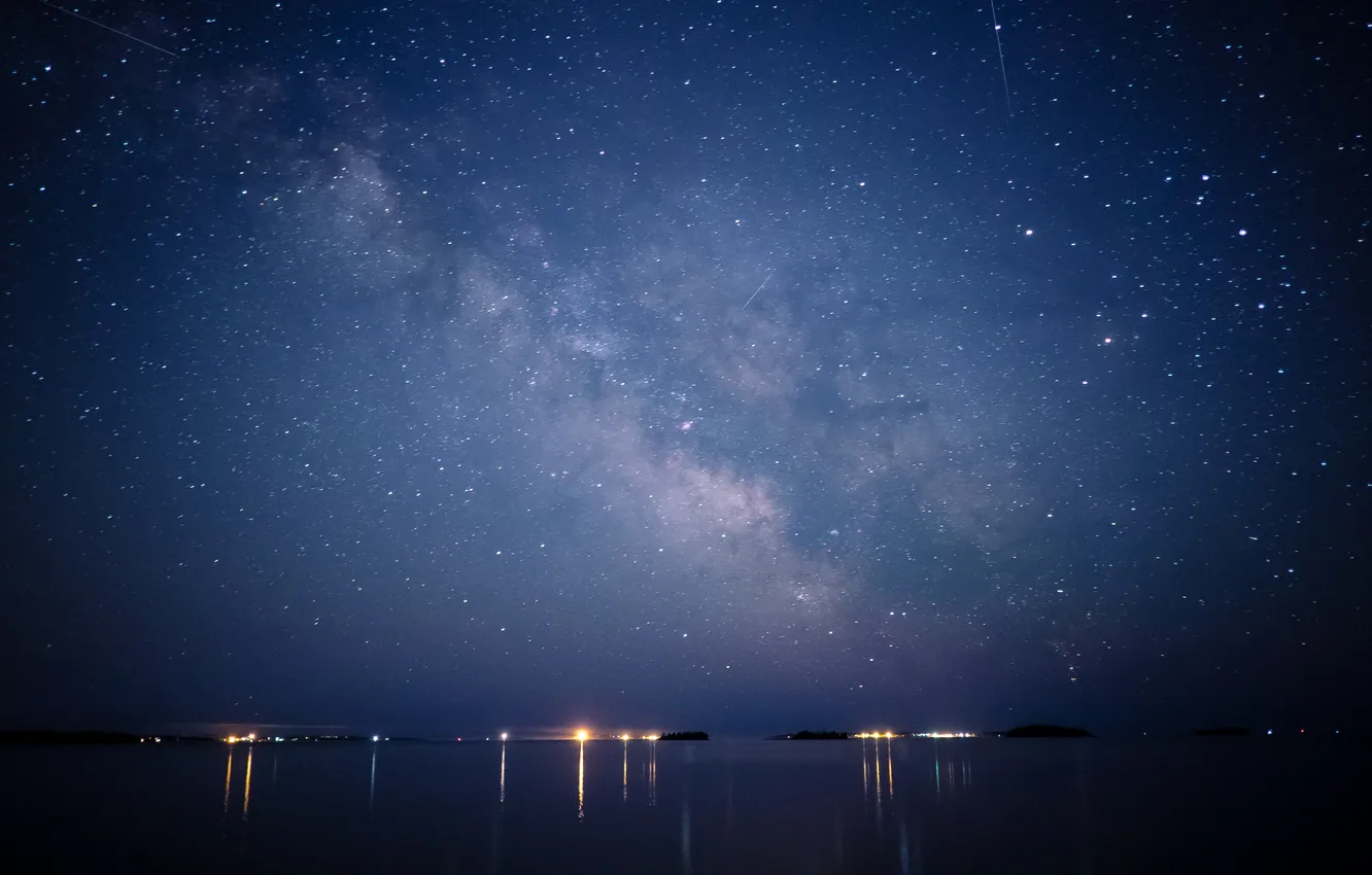 Photo wallpaper water, stars, reflection, landscape, nature, landscape, nature, water