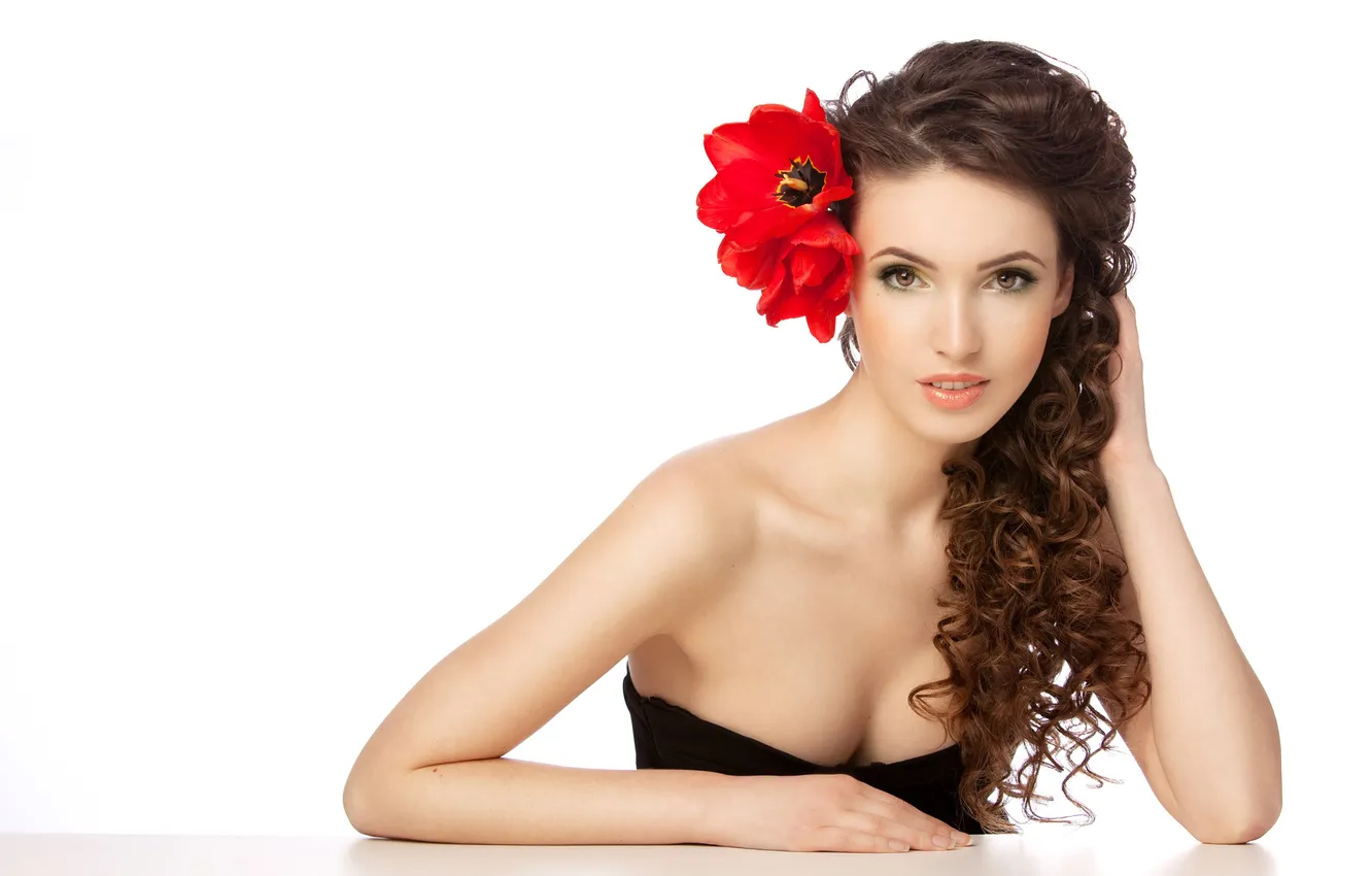 Photo wallpaper flowers, beauty, girl