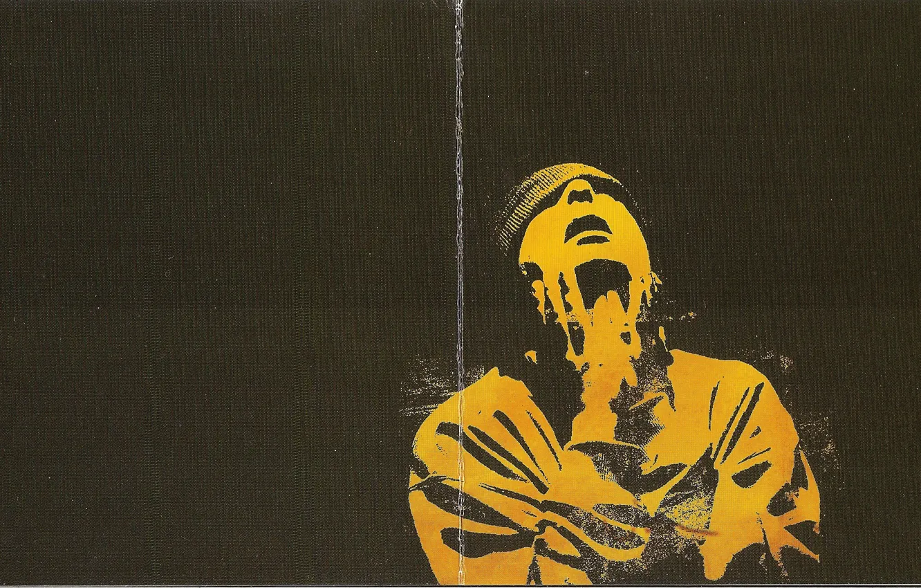 Photo wallpaper yellow, hat, black background, 2004, Smoky Mo, Karate, Booklet