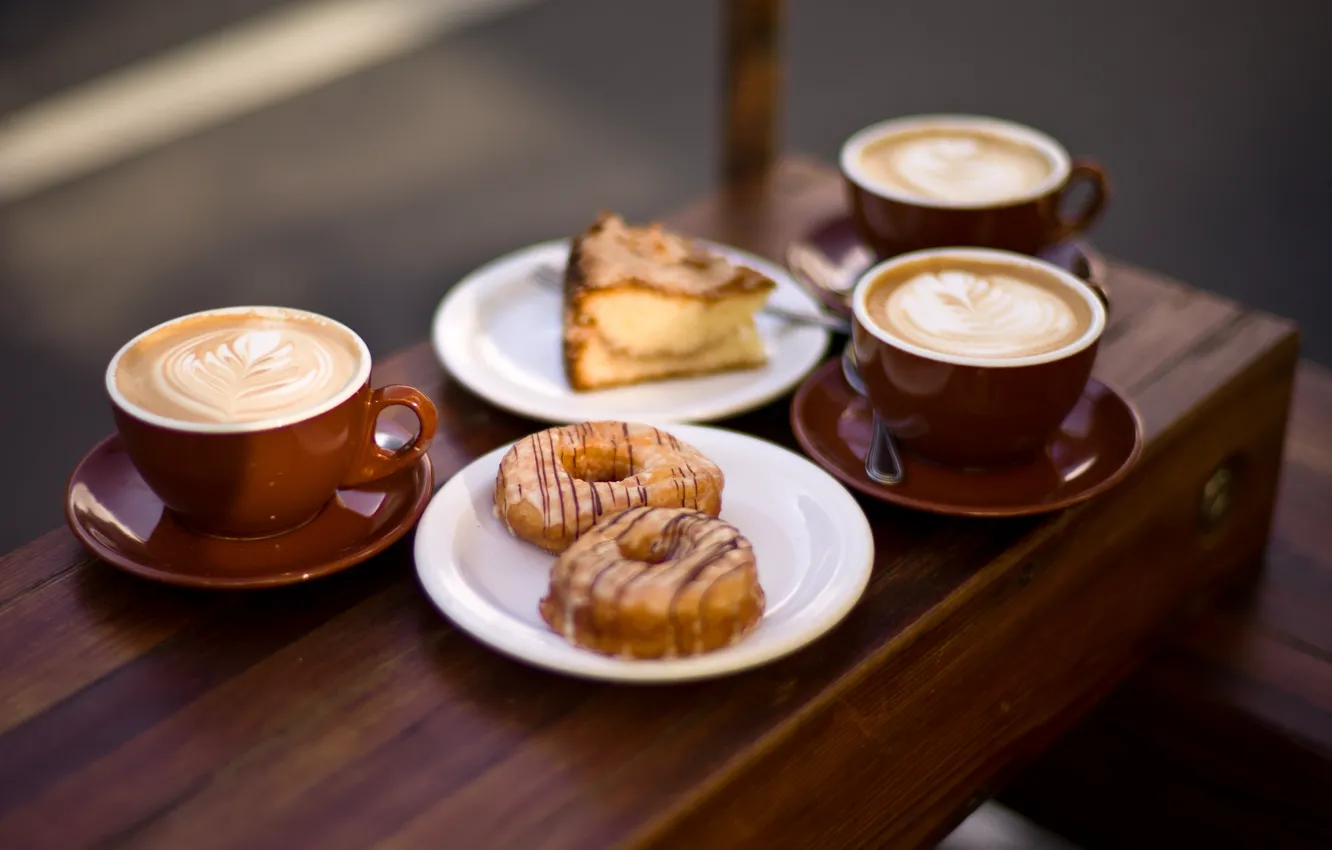 Photo wallpaper a piece of cake, a Cup of coffee, dessert
