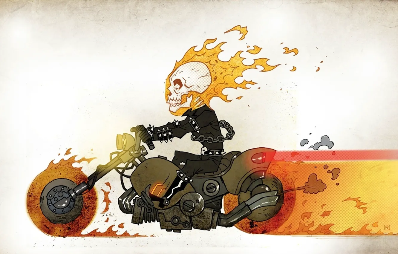 Photo wallpaper skull, motorcycle, racer