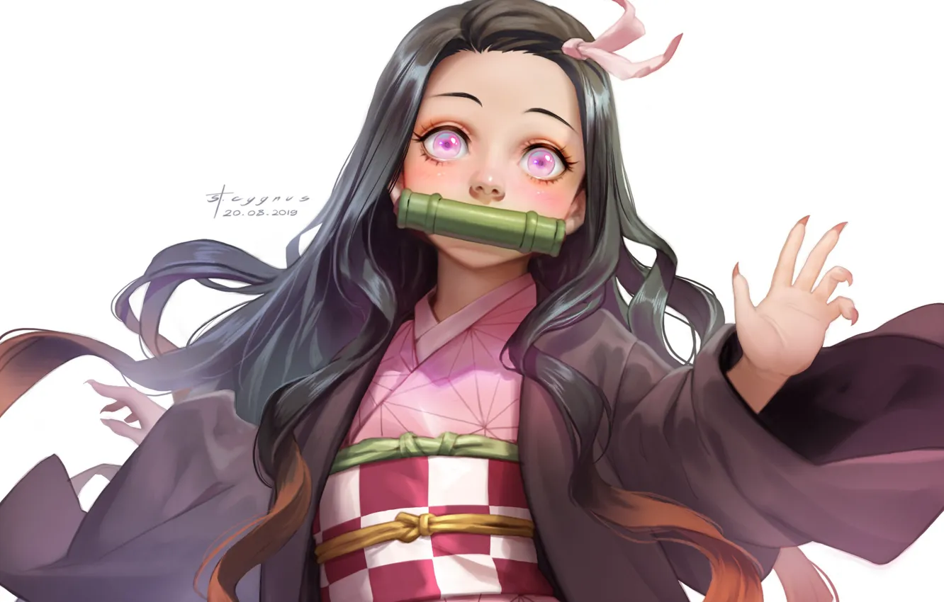 Photo wallpaper Girl, Look, Anime, Art, Demon Slayer Kimetsu no Yaiba