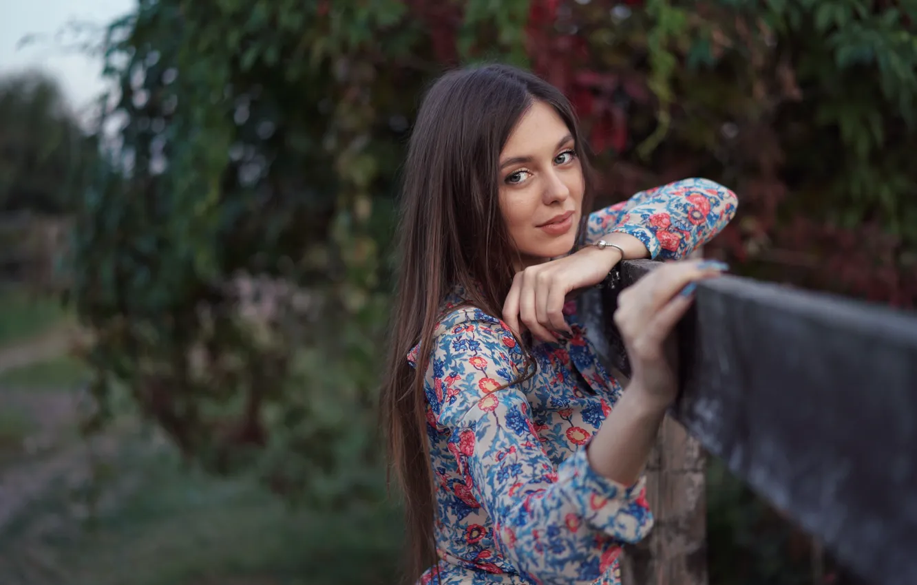 Photo wallpaper look, girl, smile, hair, dress, Sergey Churnosov