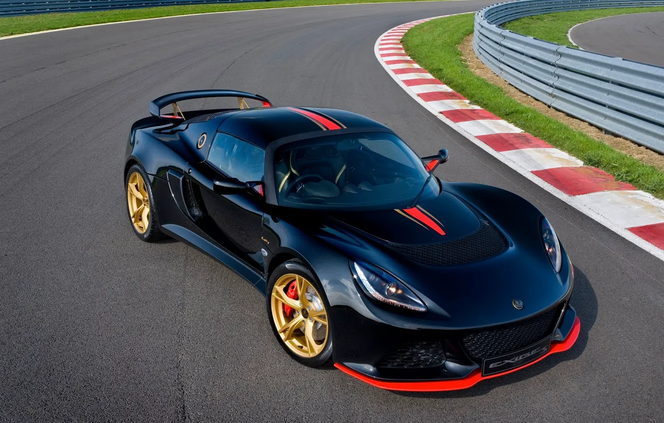 Photo wallpaper black, track, turn, lotus, the curb, requires, lf1