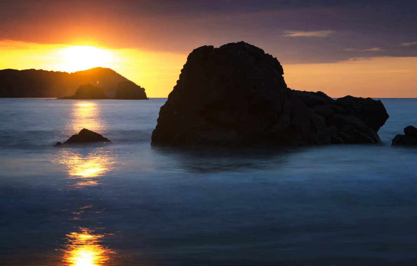 Photo wallpaper beach, rocks, dawn, Costa Rica, Manuel Antonio