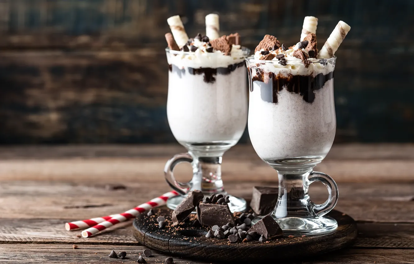 Photo wallpaper glass, chocolate, cocktail, milk, Evgeny Karandaev