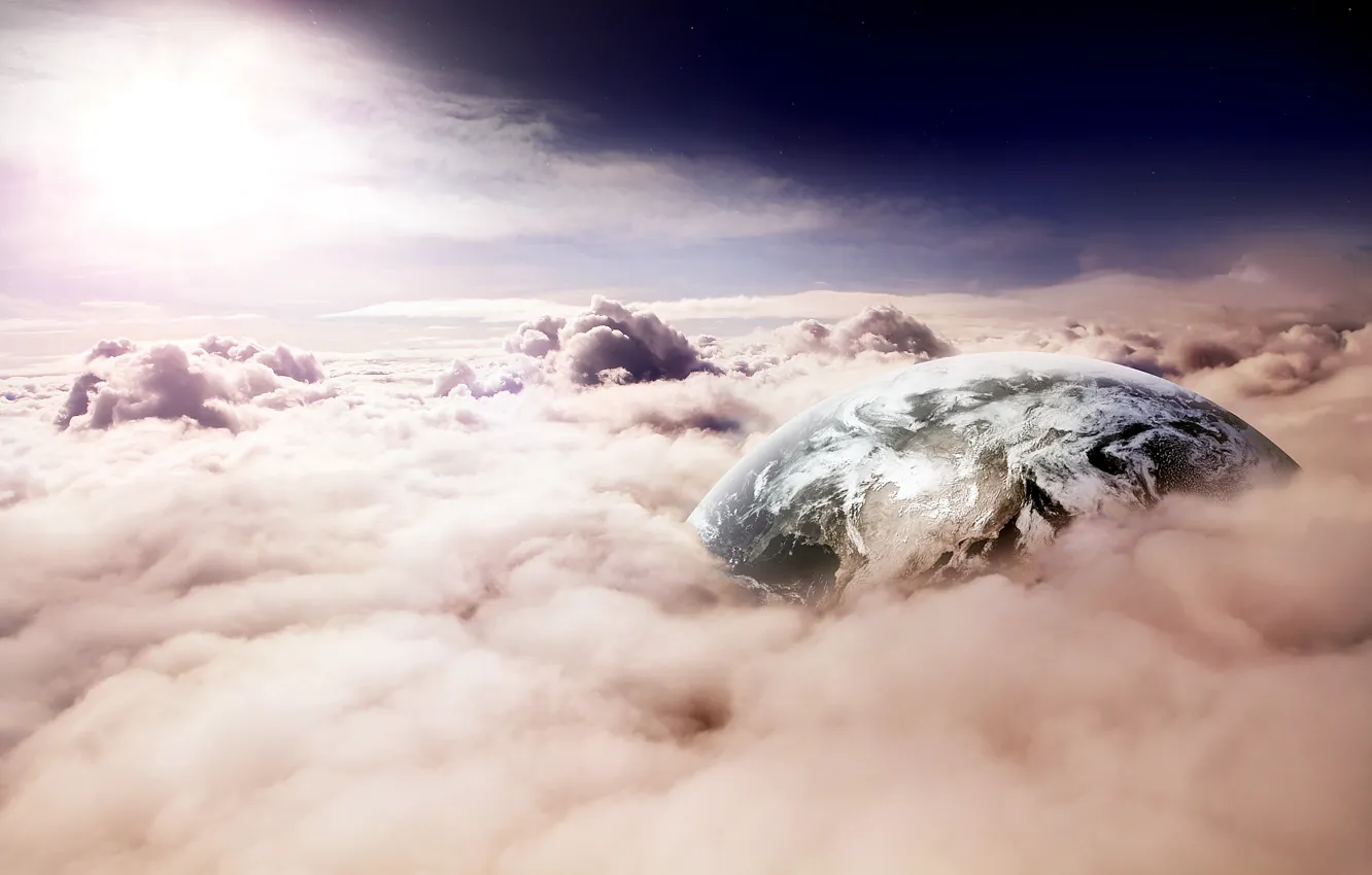 Photo wallpaper the sky, clouds, light, earth, planet
