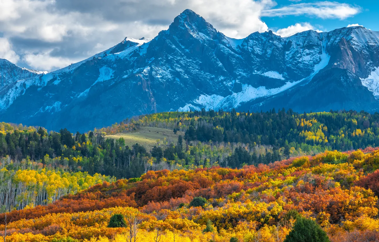 Photo wallpaper autumn, mountains, panorama, USA