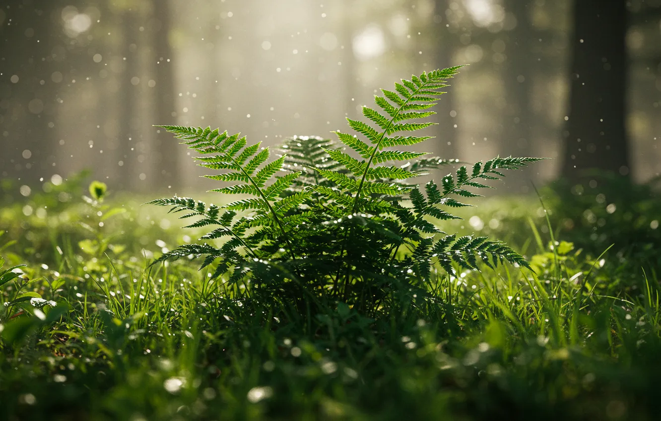Photo wallpaper forest, grass, fern, Bocca