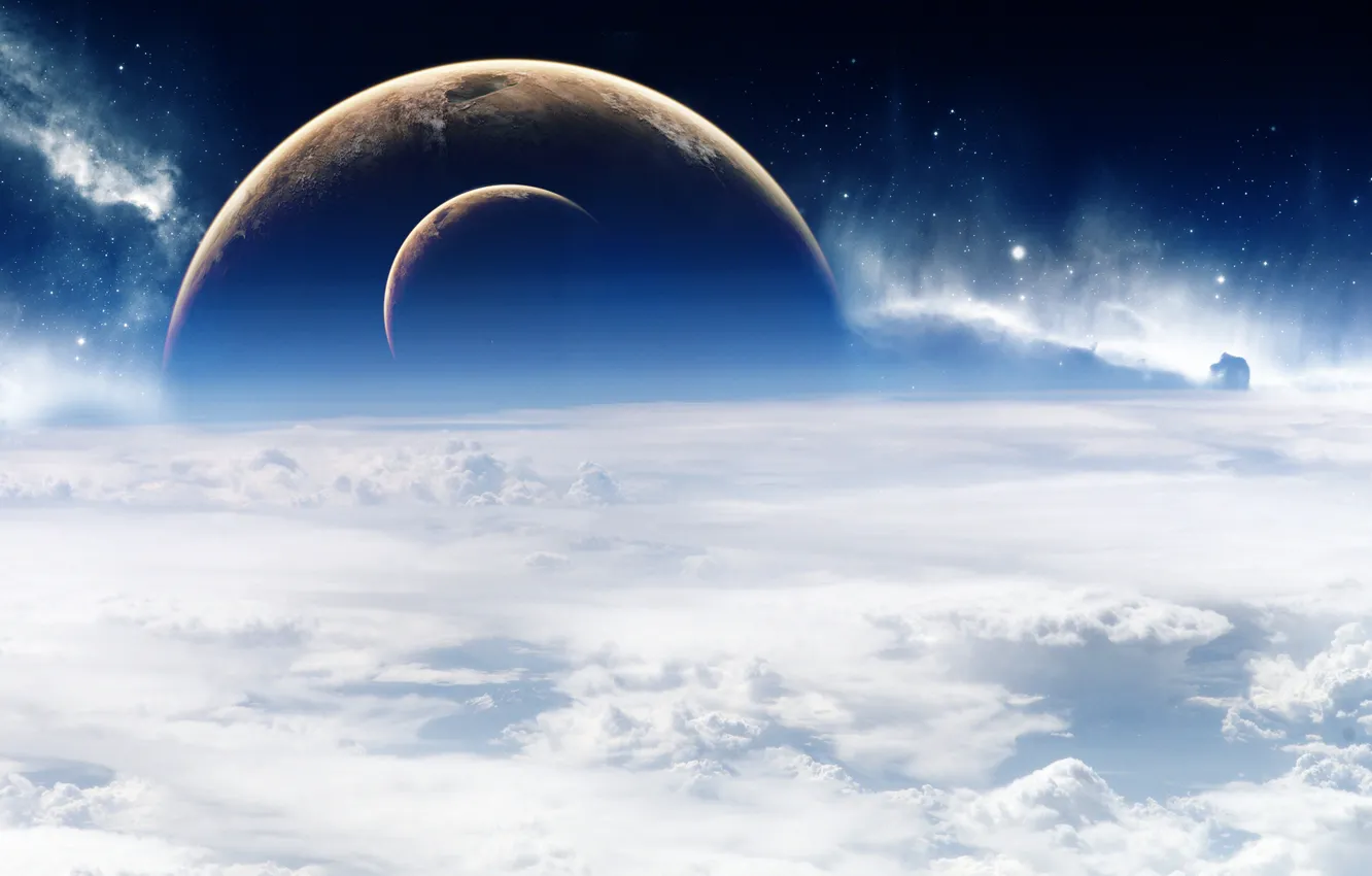 Photo wallpaper clouds, planets, atmosphere