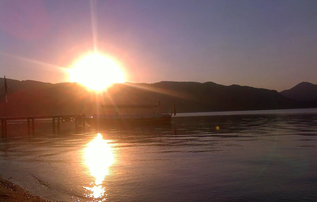 Photo wallpaper sea, sun, sunrise, Turkey, Marmaris
