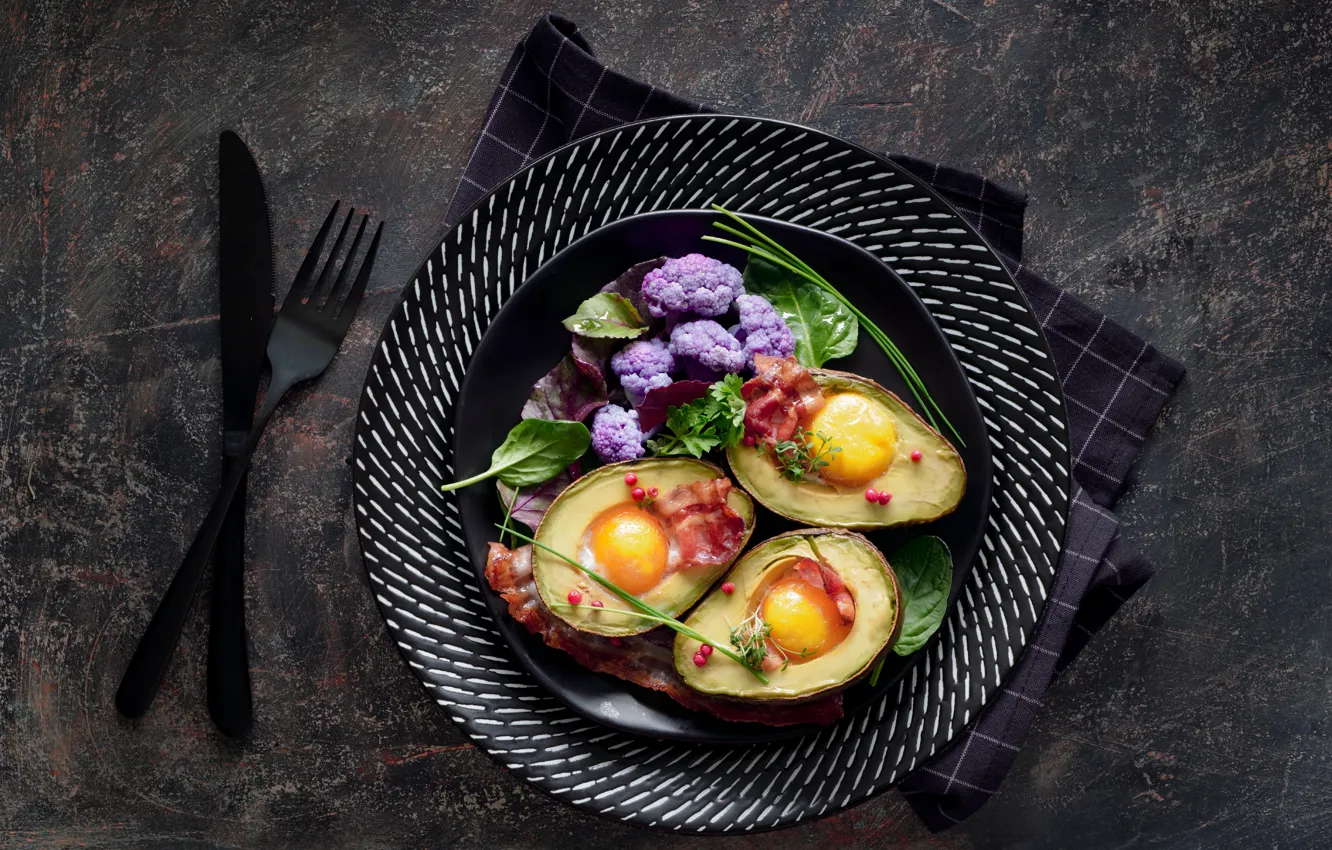 Photo wallpaper egg, food, Breakfast, avocado, baked, Anya Ivanova