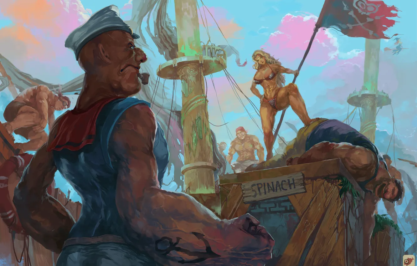 Photo wallpaper art, crossover, amazon, Dragon's Crown, Popeye