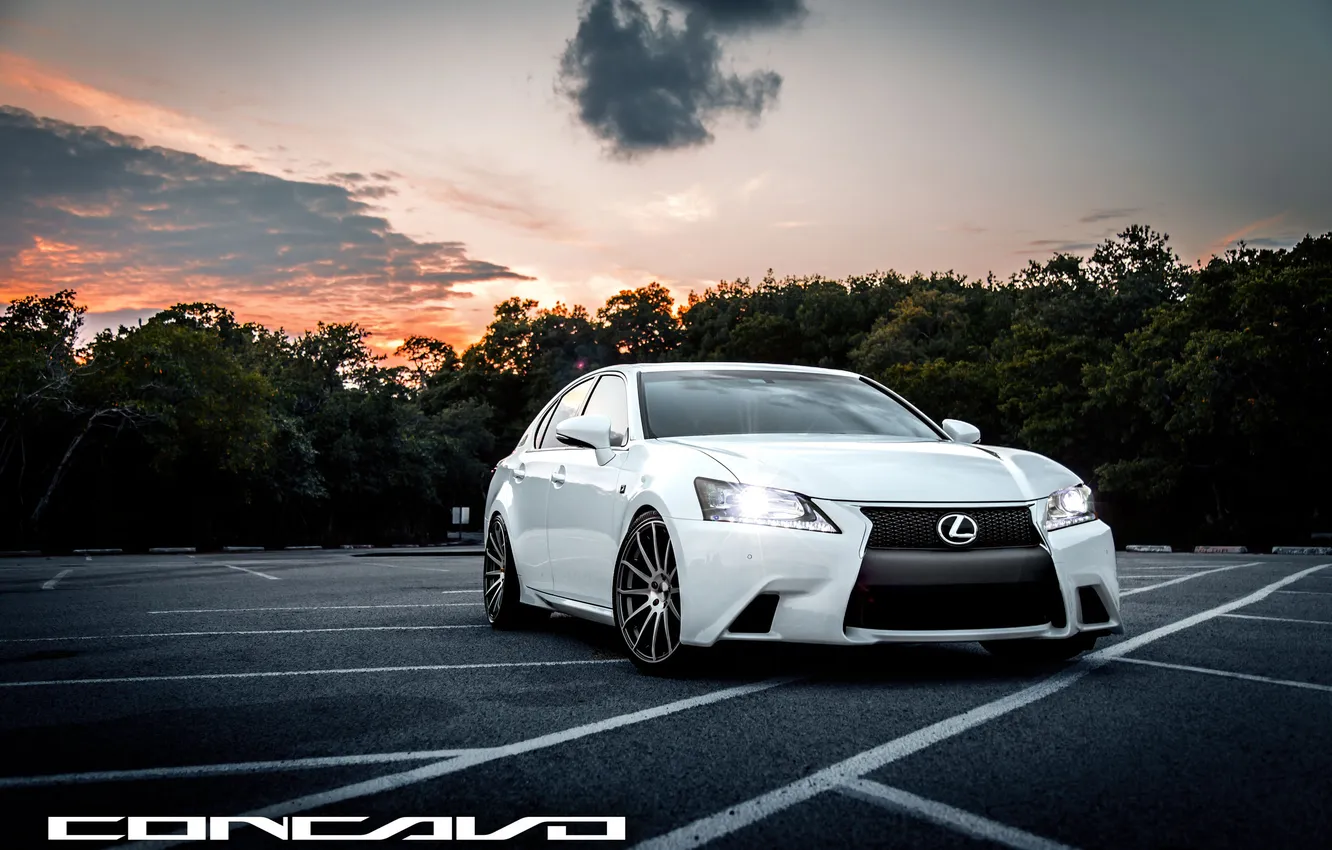 Photo wallpaper machine, auto, trees, Lexus, auto, F-Sport, Wheels, Concave