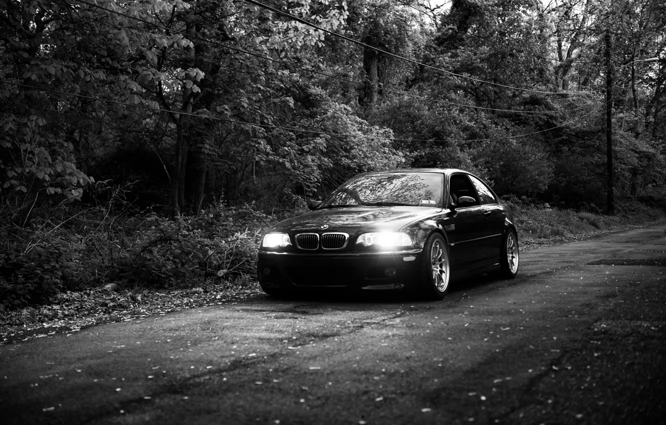 Photo wallpaper black&white, bmw, e46