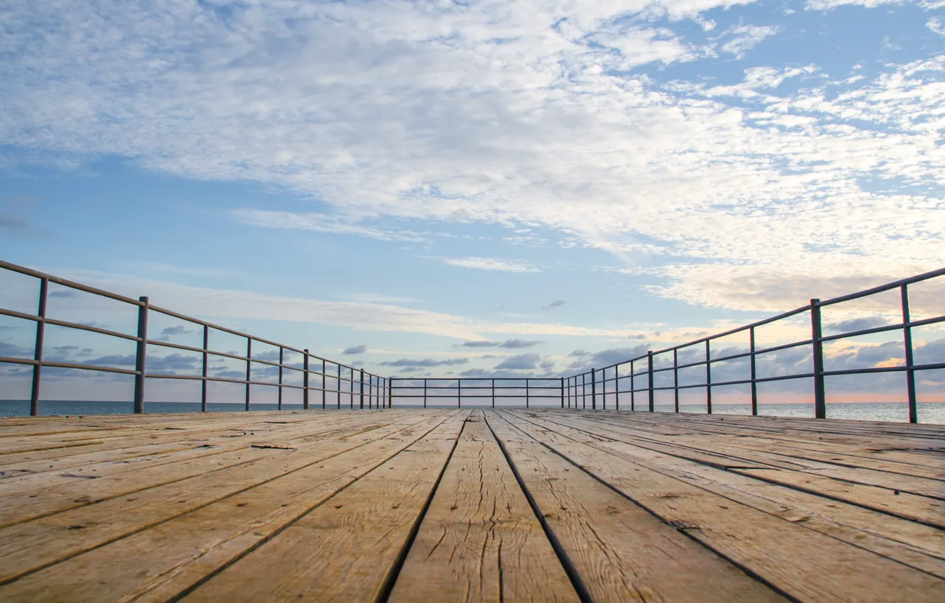 Photo wallpaper the sky, clouds, macro, perspective, Board