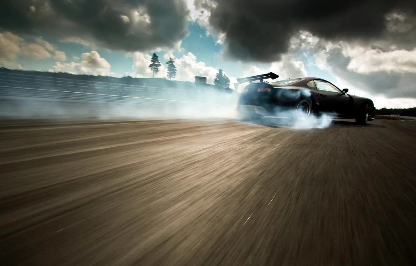 Photo wallpaper Supra, drift car at Gatebill 2011, Flat Black Toyota