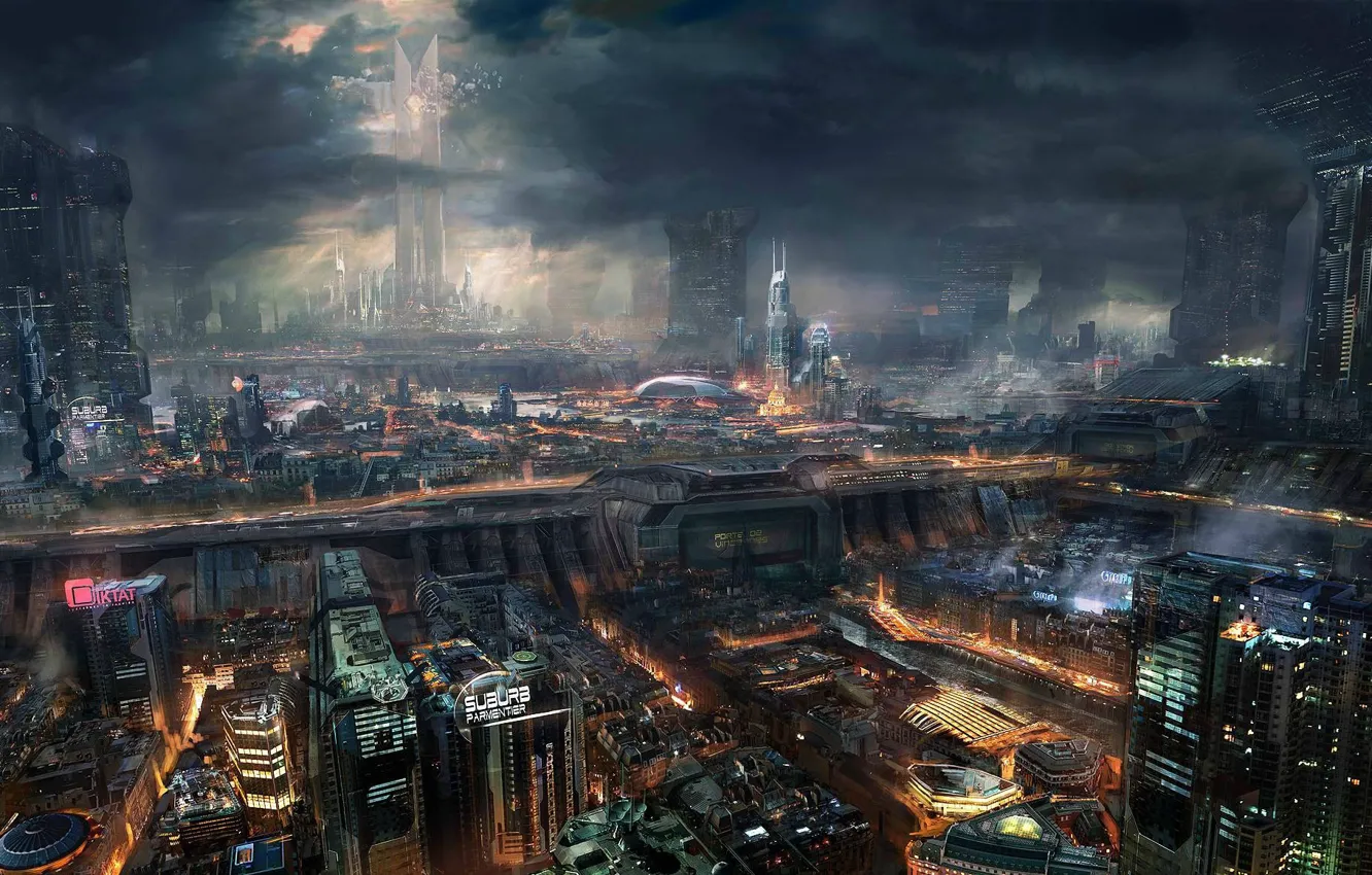 Photo wallpaper city, future, the city of the future, sci-fi art