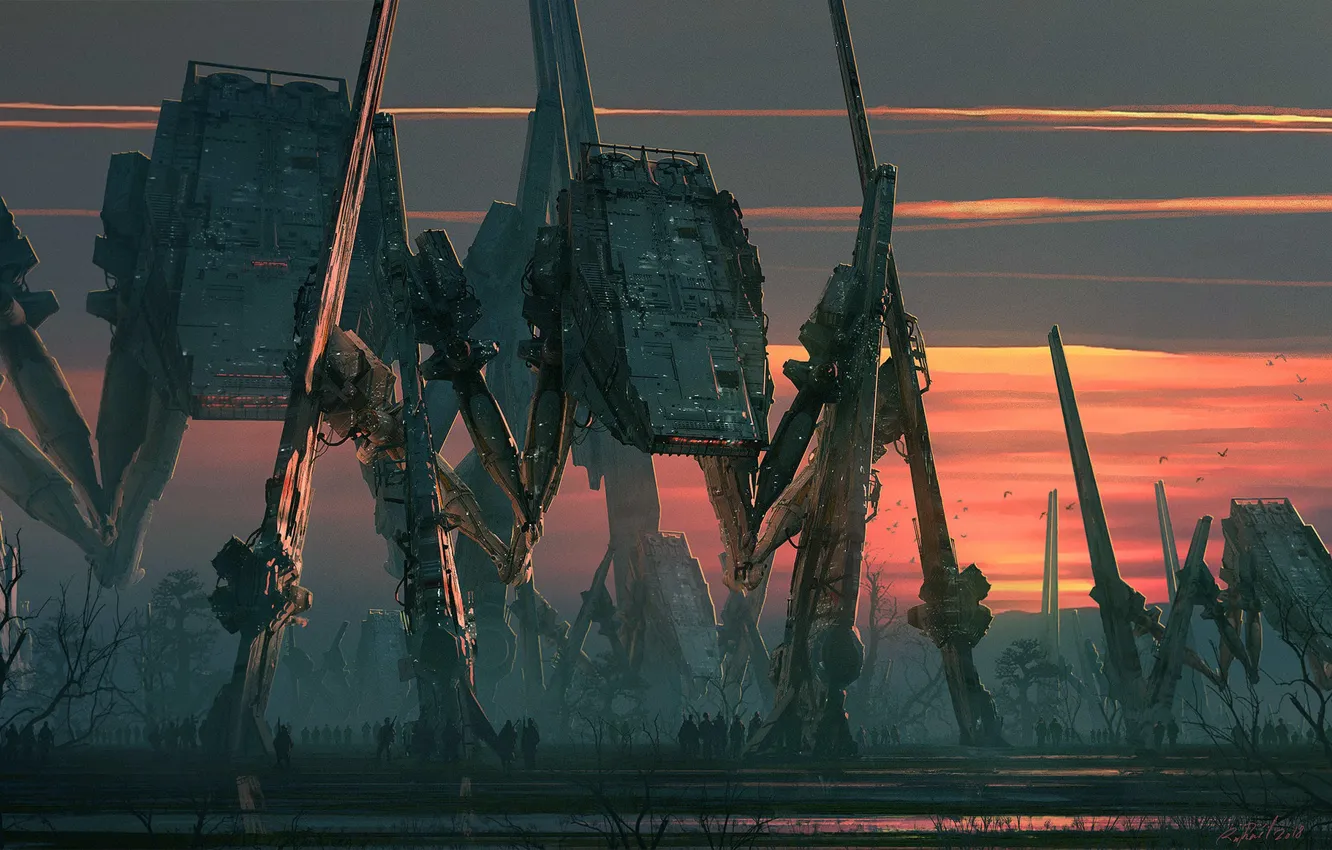 Photo wallpaper machine, robot, waspsnet, Massive War Machines, Imperial Spiders AT-ATs