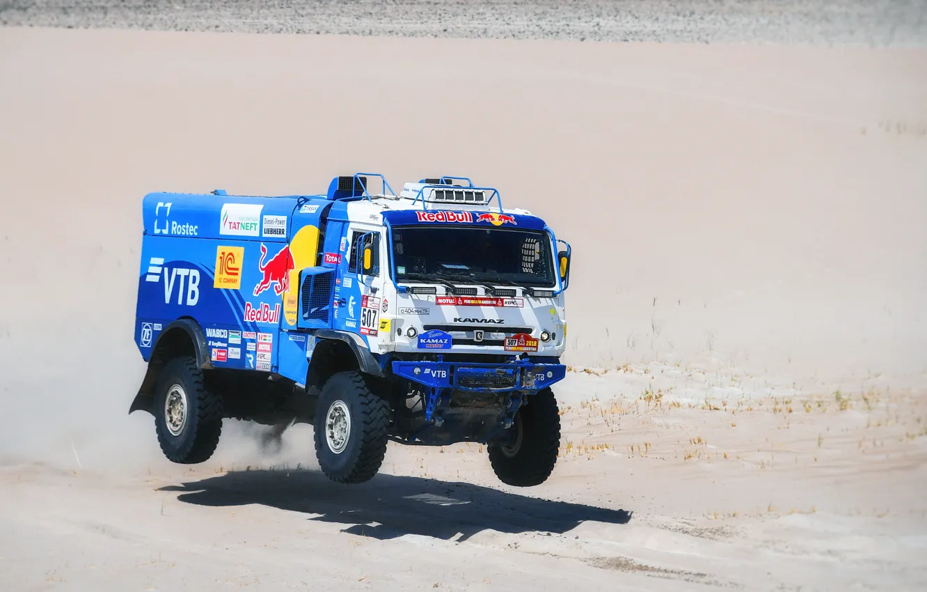 Photo wallpaper Sand, Sport, Speed, Truck, Master, Russia, Kamaz, Rally