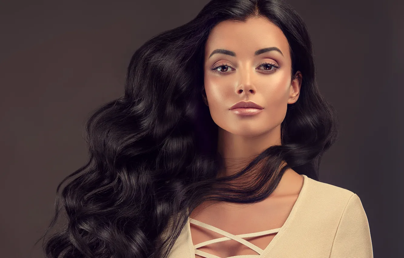 Photo wallpaper background, model, portrait, makeup, brunette, hairstyle, beauty