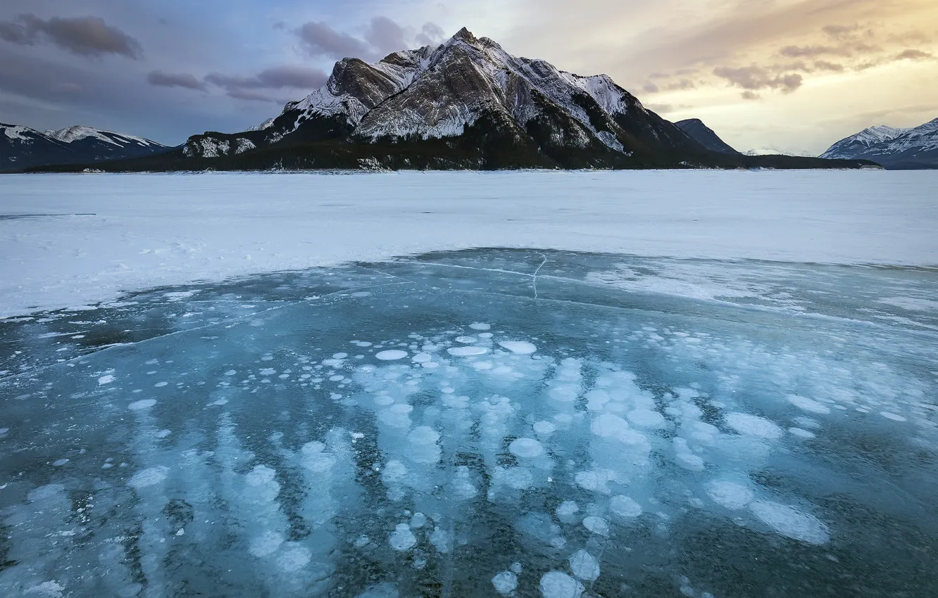 Photo wallpaper mountain, ice, Alberta, Canada, Cline River