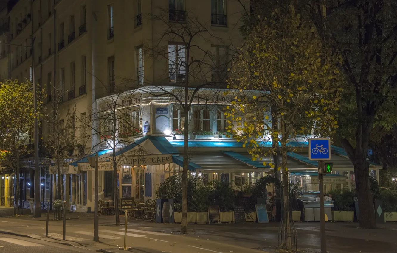 Photo wallpaper night, street, Paris