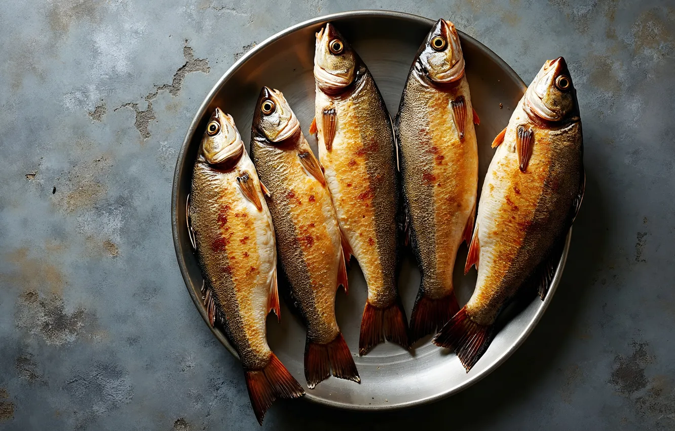 Photo wallpaper fish, plate, AI art