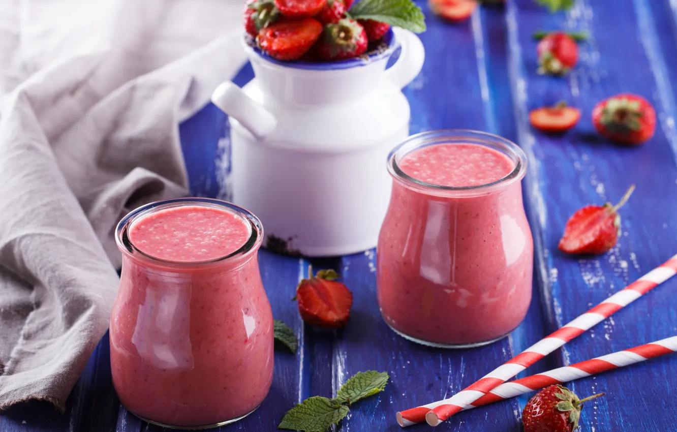 Photo wallpaper glass, berries, strawberry, cocktail, fresh, Stolyevych Yulia