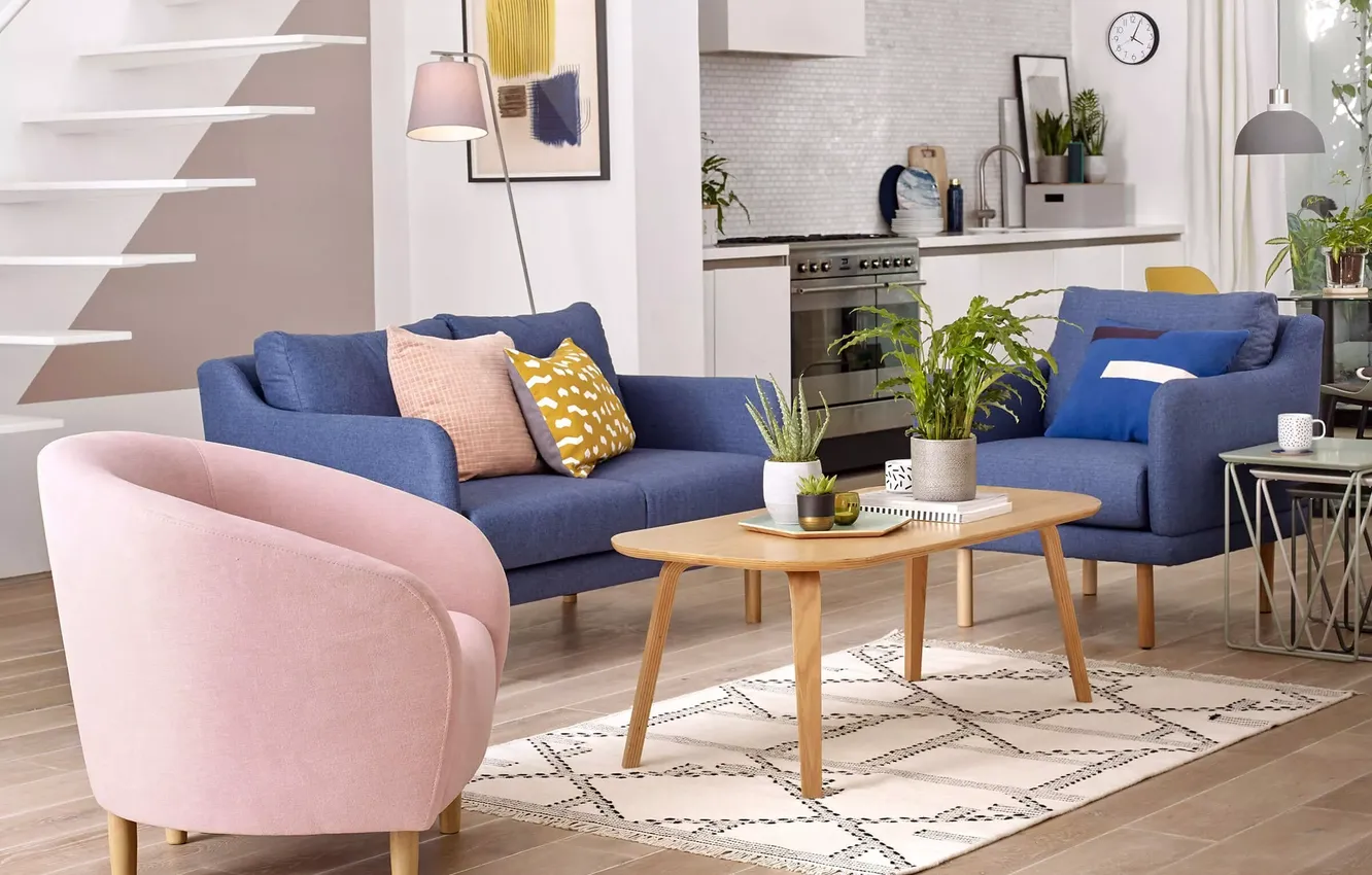 Photo wallpaper chair, style, interior, ladder, sofa, living room, kitchen, design