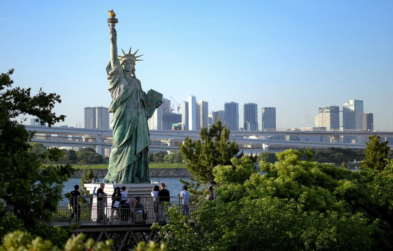 Photo wallpaper home, Japan, Tokyo, the statue of liberty, Odaiba