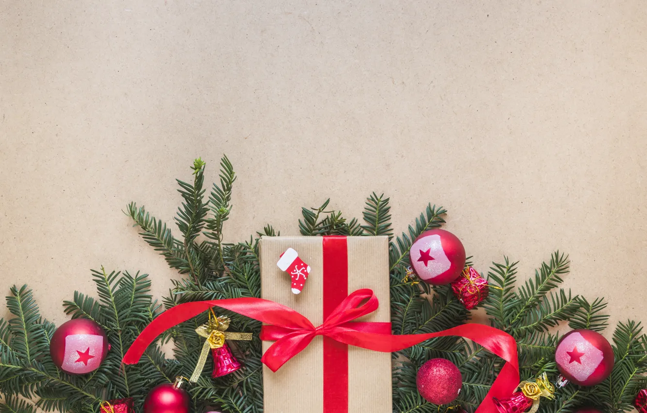 Photo wallpaper decoration, New Year, Christmas, gifts, Christmas, New Year, gift, decoration