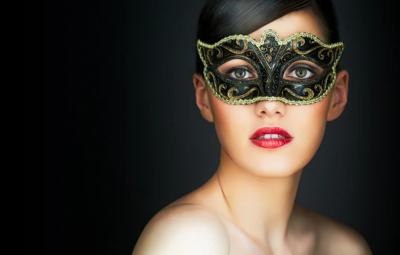 Photo wallpaper look, girl, mask, mystery, hairstyle