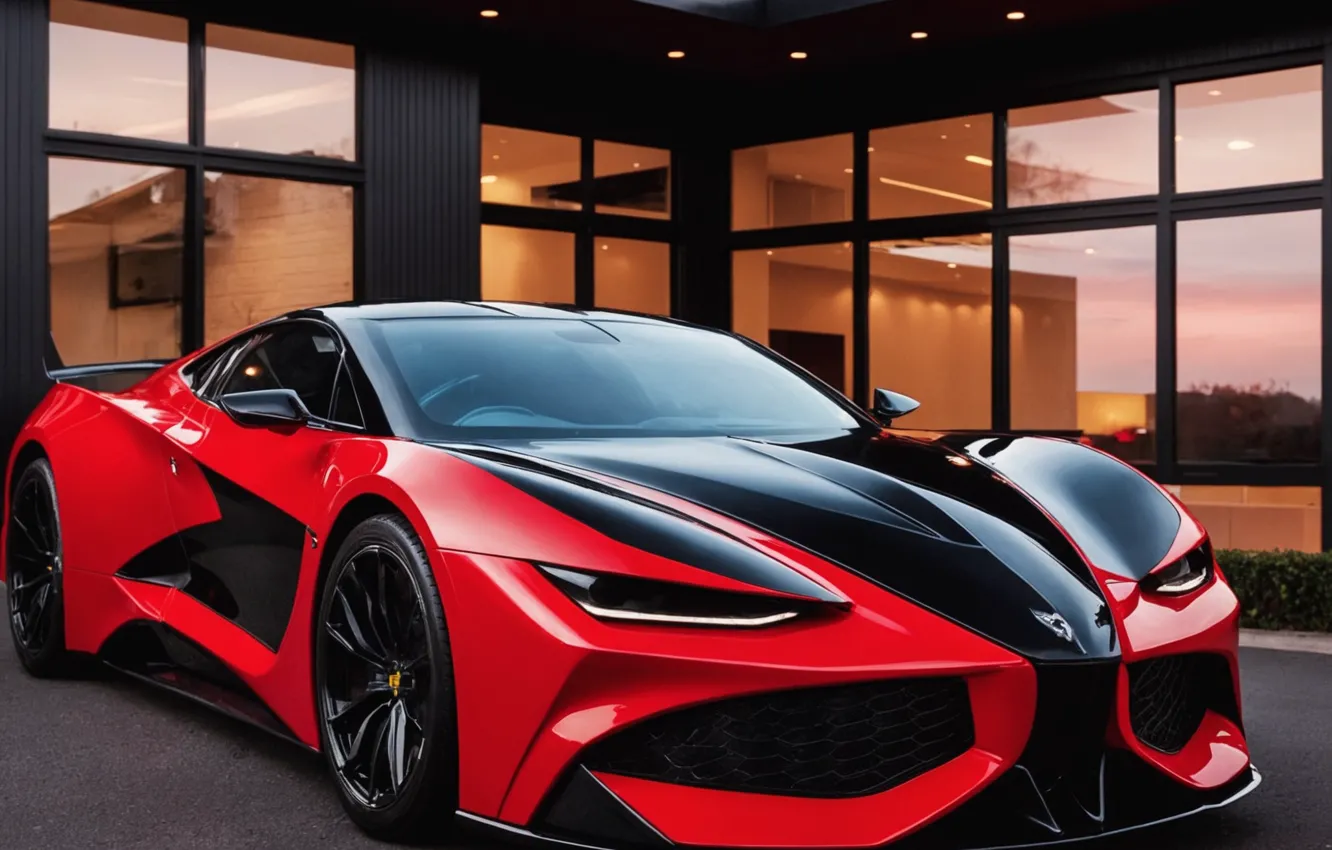 Photo wallpaper car, red, sleek