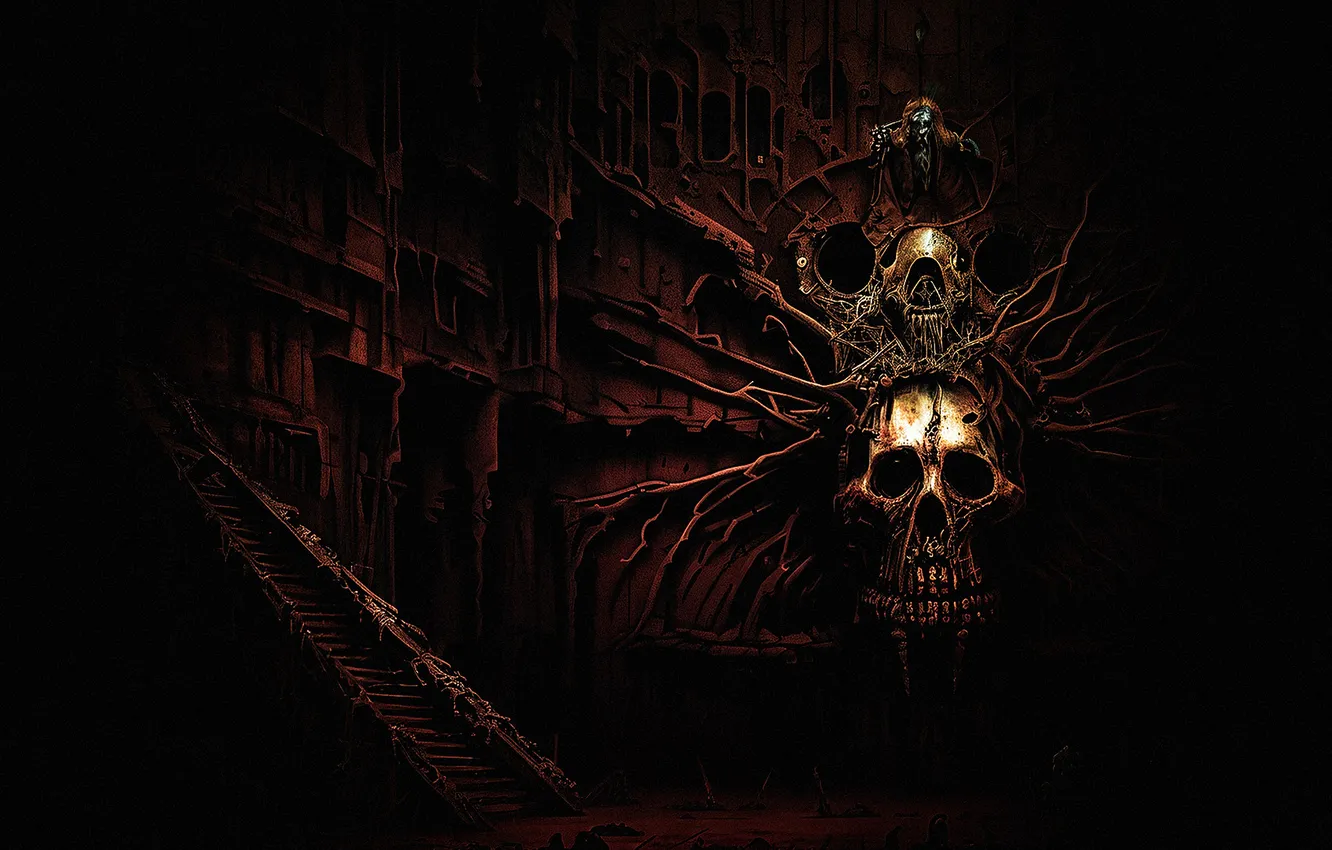 Photo wallpaper night, skull, horror