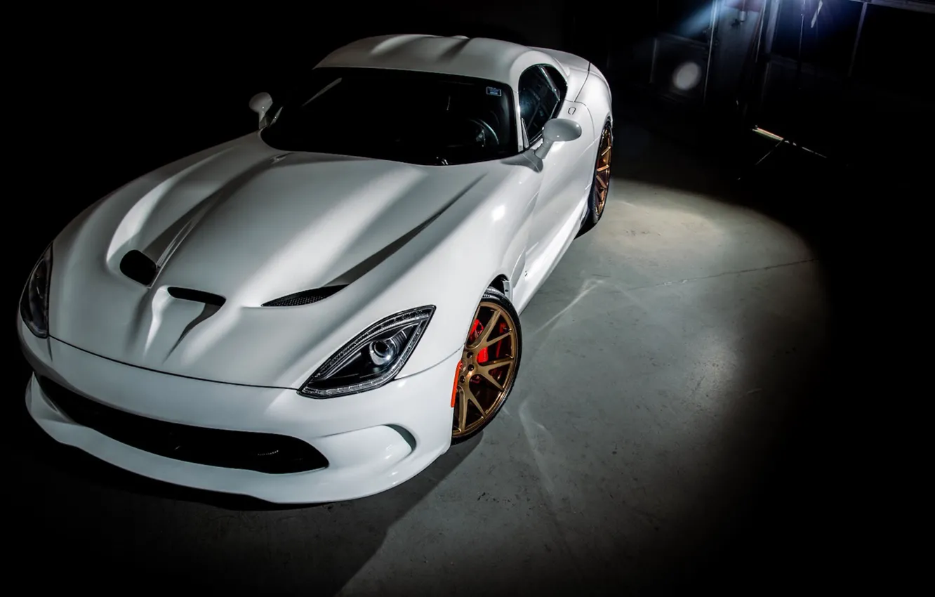 Photo wallpaper Dodge, Viper, White, American, SRT, Vossen