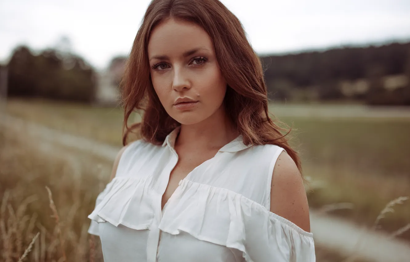 Photo wallpaper look, girl, face, portrait, blouse, kassio. epia