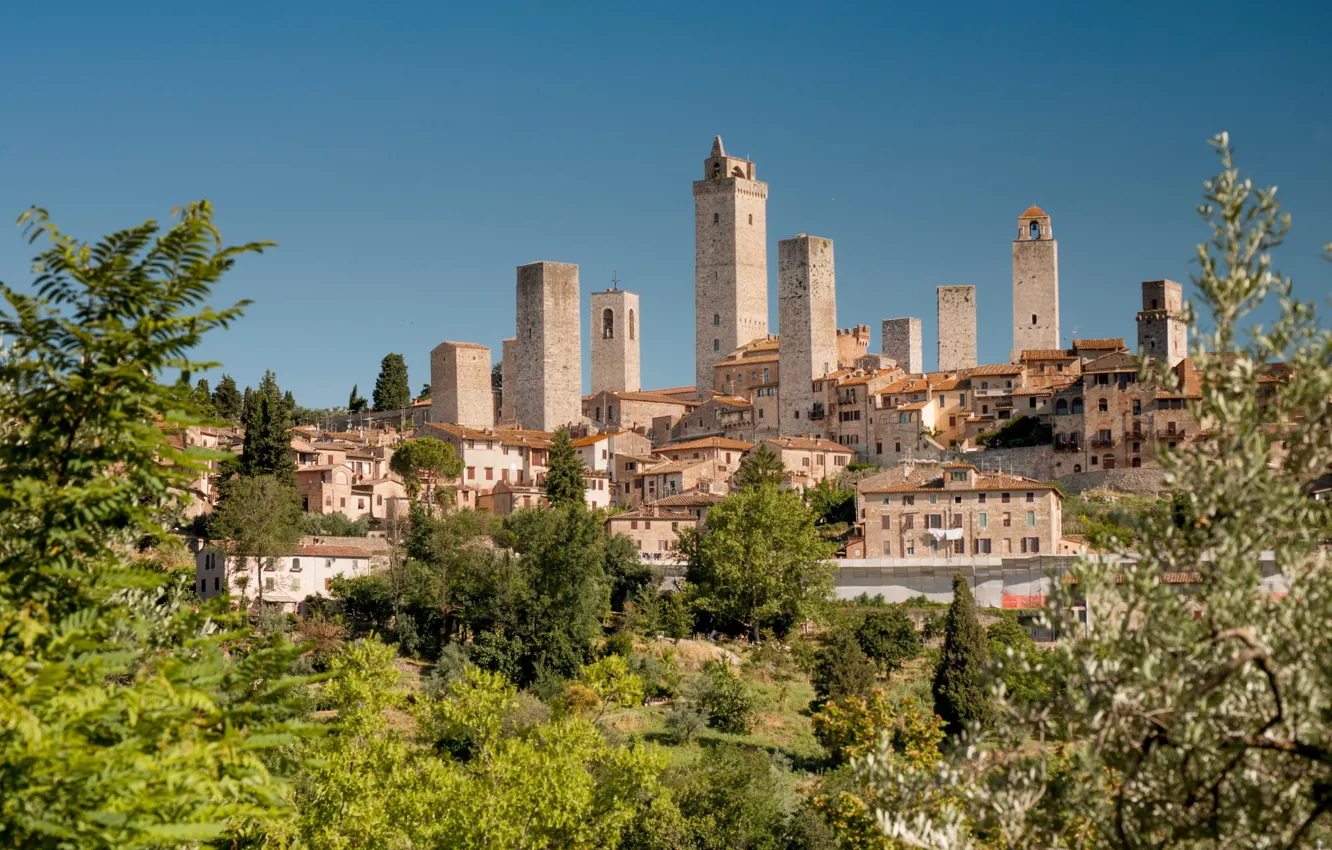 Photo wallpaper tower, Italy, Tuscany, San Gimignano