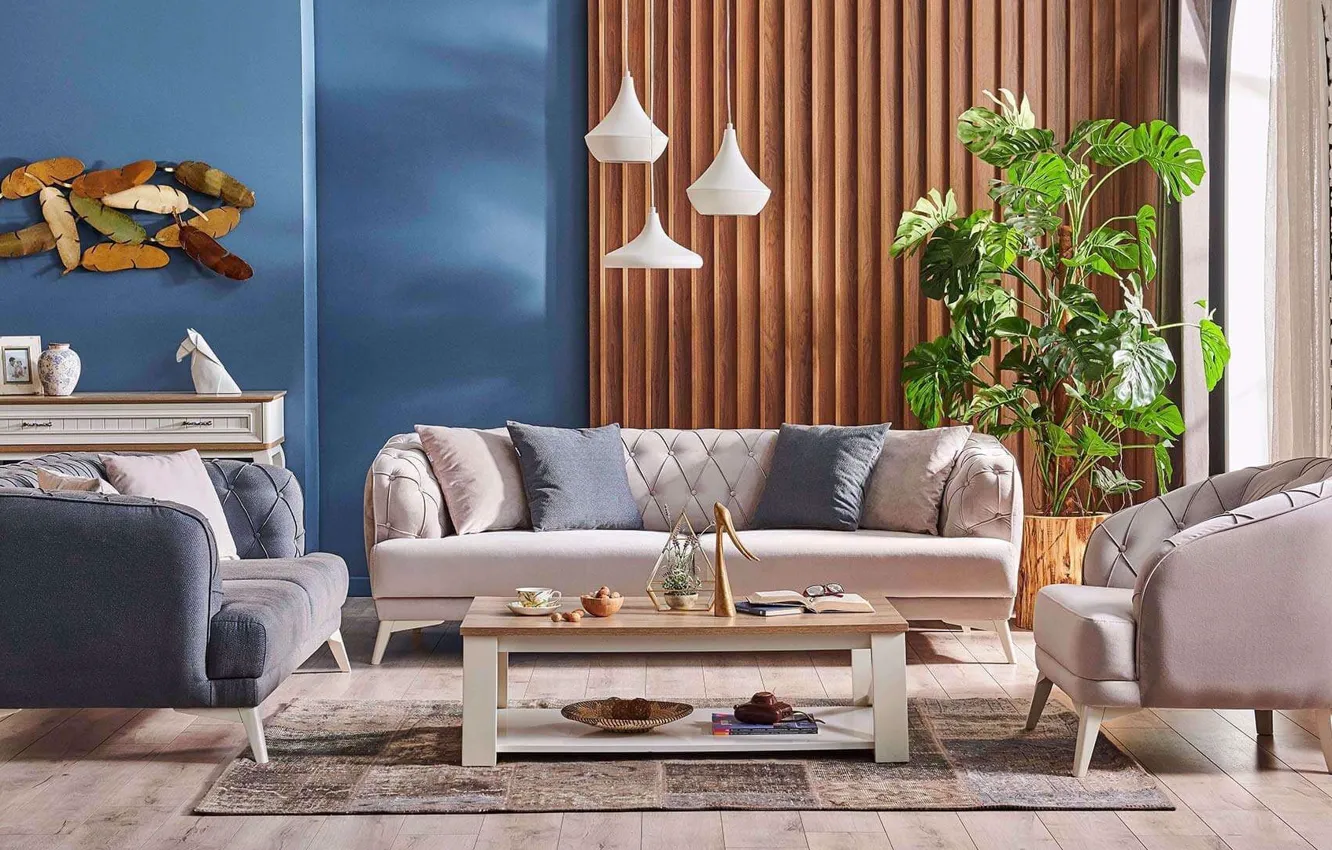 Photo wallpaper style, room, interior, living room, upholstered furniture, design