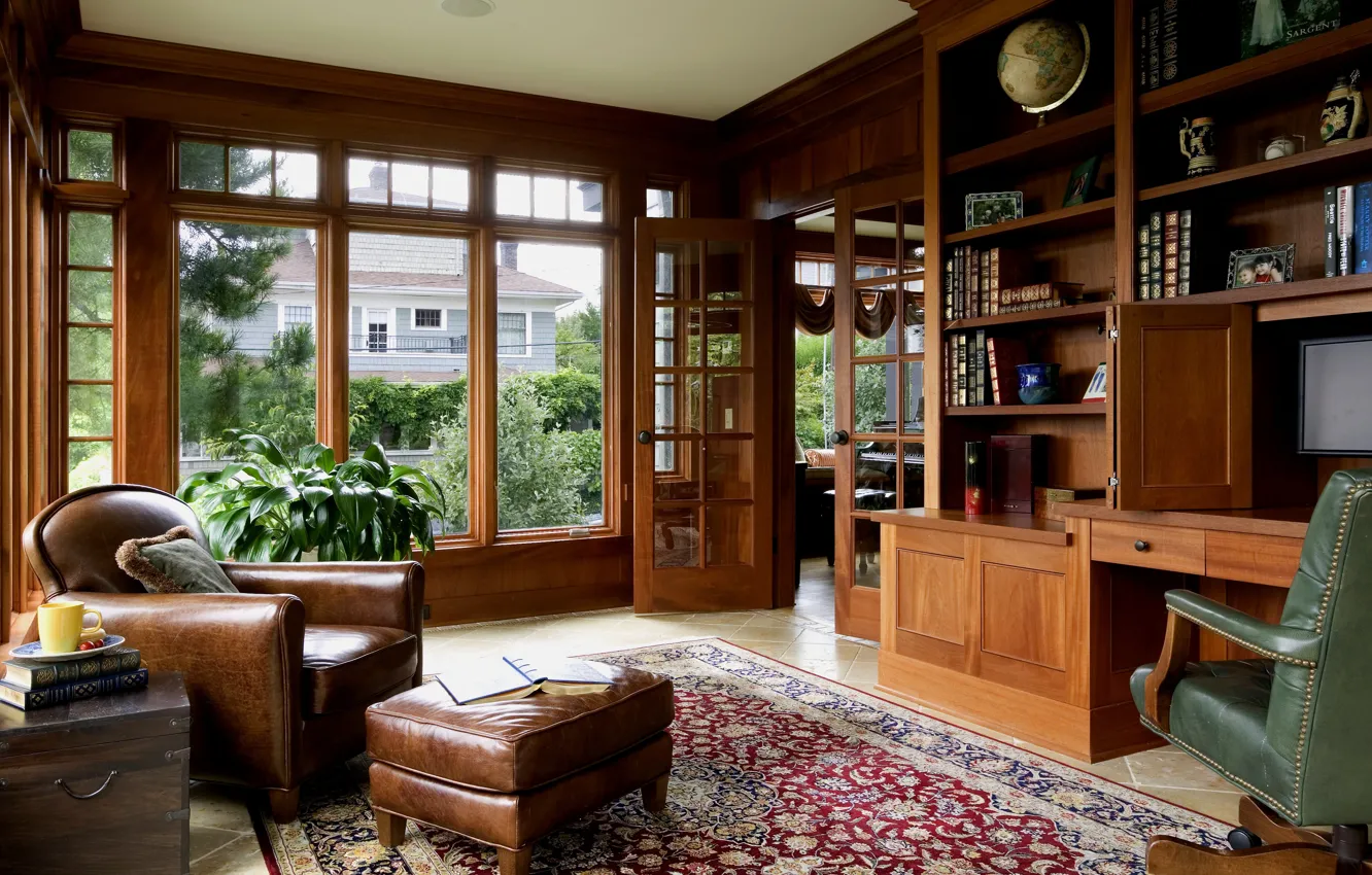 Photo wallpaper design, style, room, library, office