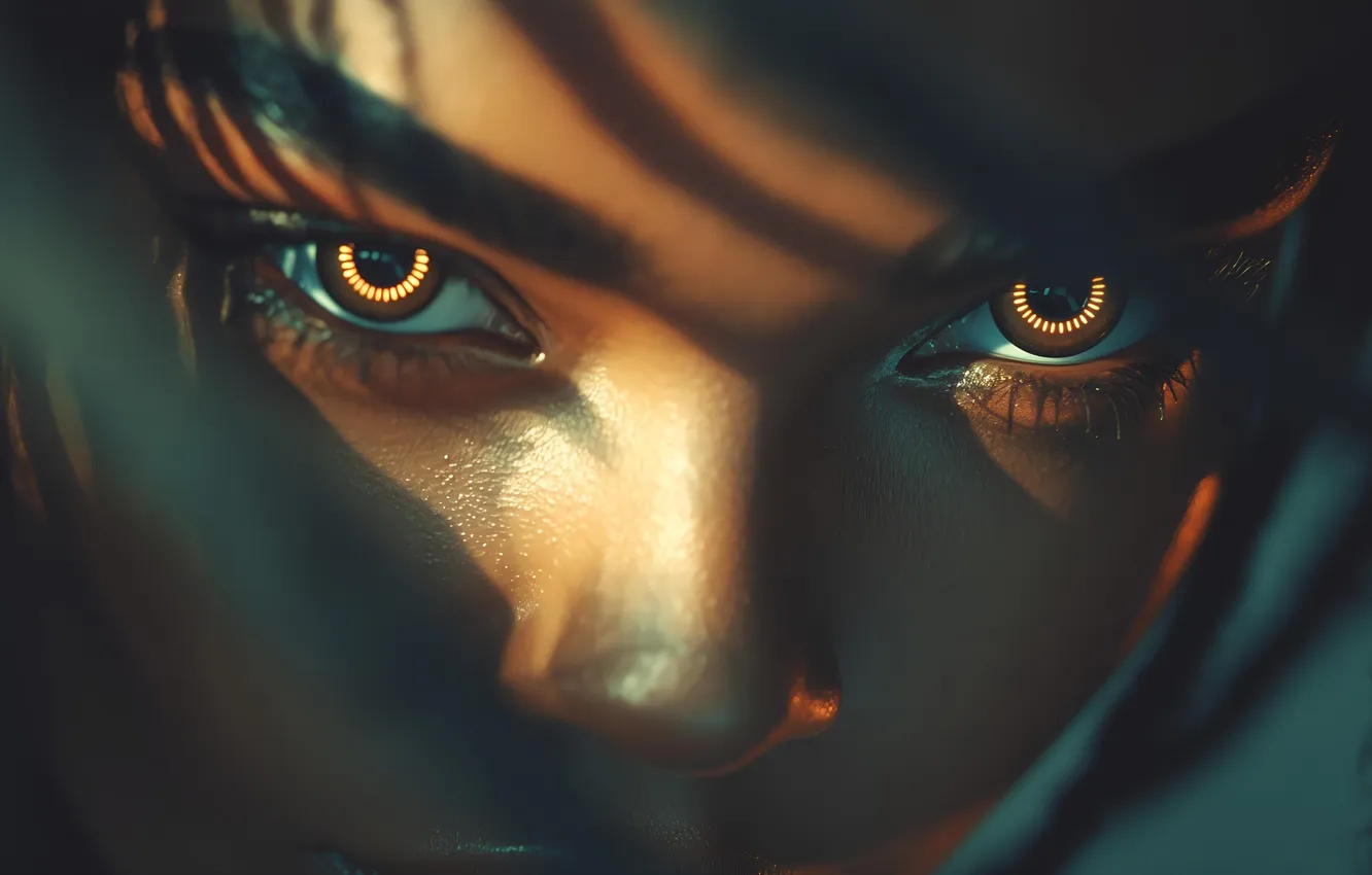 Photo wallpaper eyes, face, eyes, women, digital art, looking at viewer, AI Art, AI ART