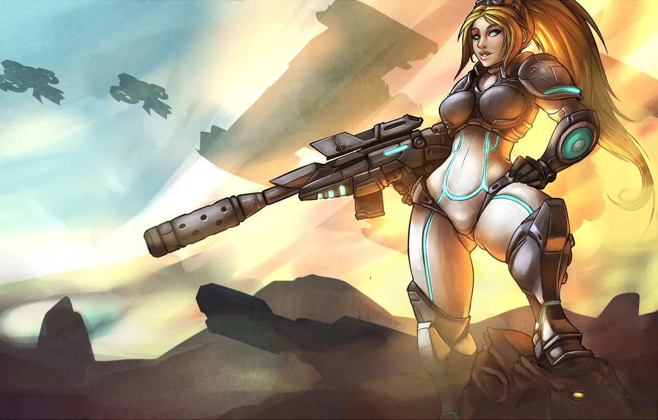 Photo wallpaper girl, costume, starcraft, Terran, Nova Terra, nova